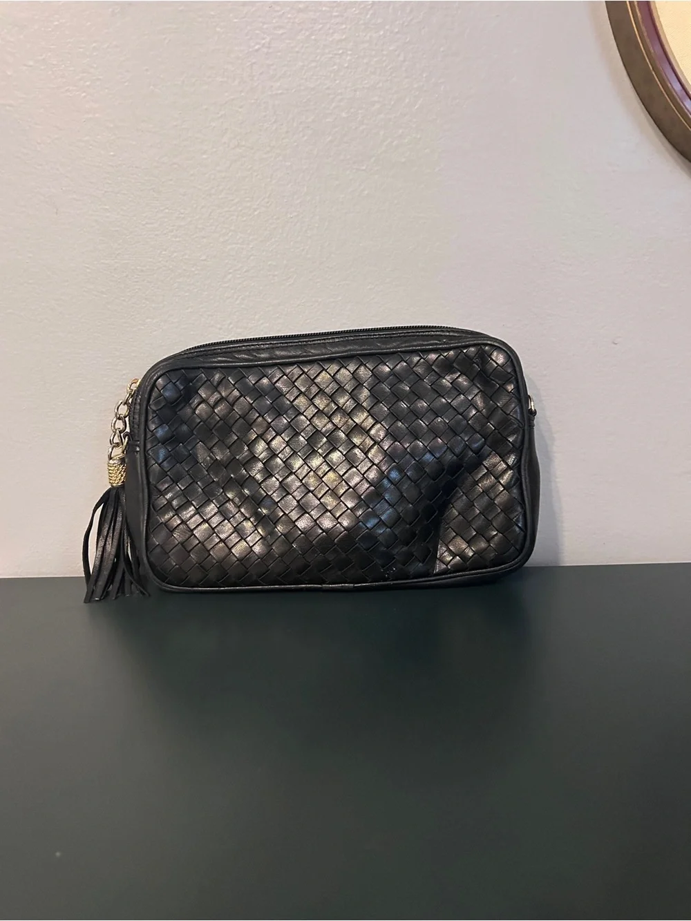 Black Woven Leather purse